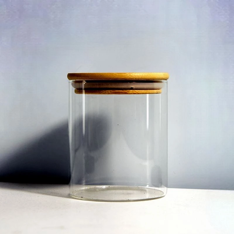 Bamboo Lid Borosilicate Storage Jar